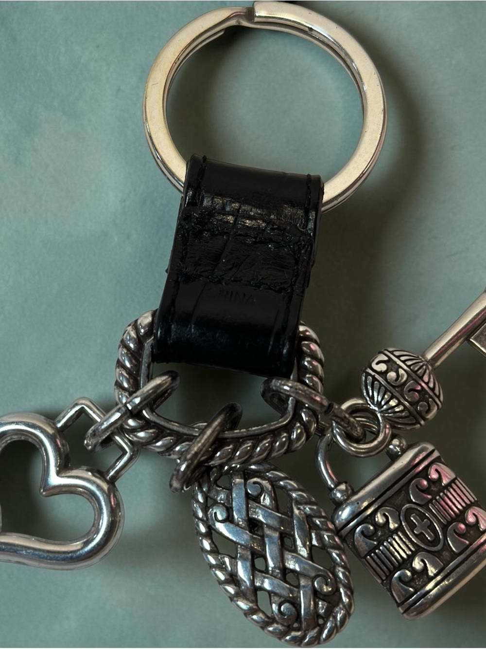 Title: Vintage Brighton Croc Leather Faith Multi Charm Key Fob Keychain